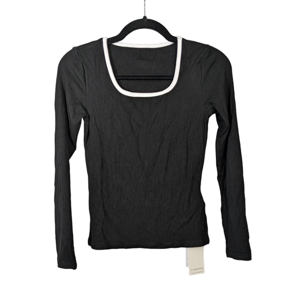 Commense Long Sleeve Ribbed Black & White Top Size M - Picture 1 of 3